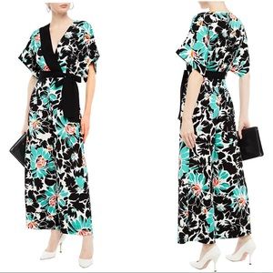 DVF Karissa wrap floral print wide leg jumpsuit